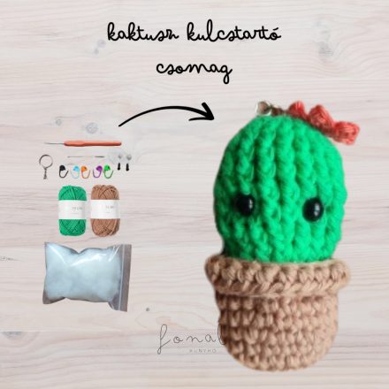 DIY Amigurumi alapcsomag - Kaktusz kulcstartó (PDF mintával!)