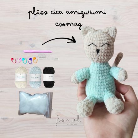 DIY Amigurumi alapcsomag - Kék plüss cica (PDF mintával!)